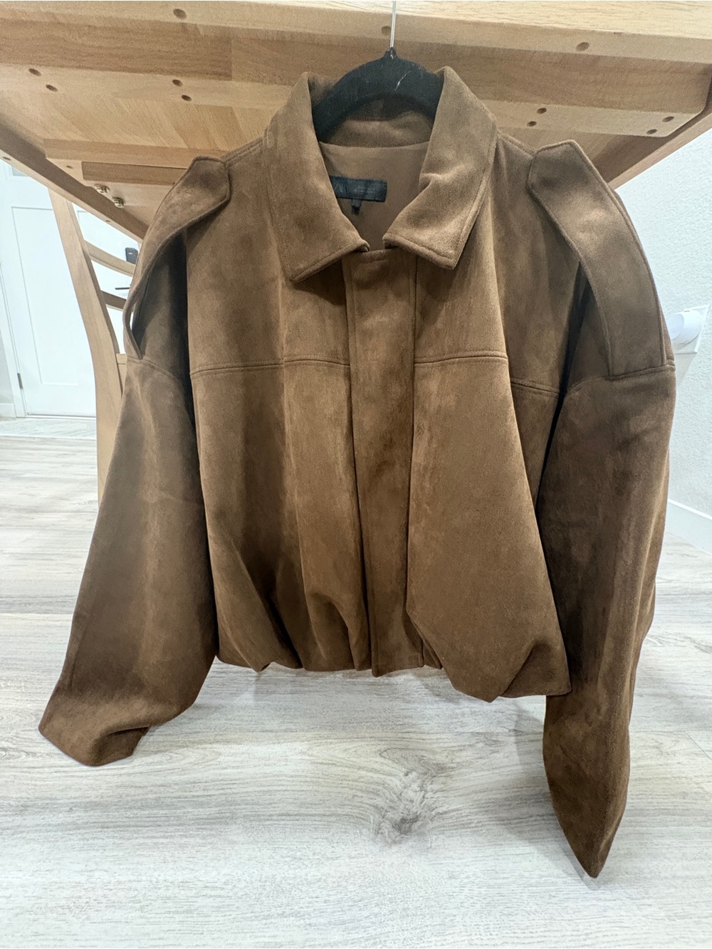 Zara Suede Effect Brown Bomber Jacket - Picture 3 of 8